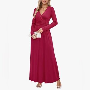 Chic Long Sleeve Burgundy Dress